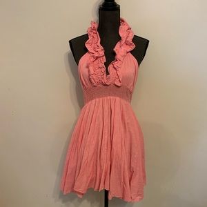 Pastel pink halter back dress, preowned